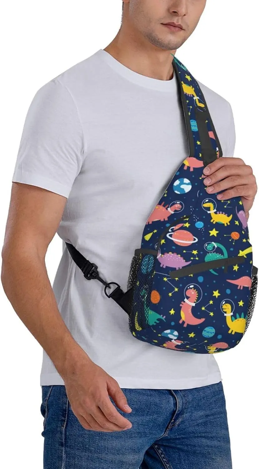 Dinosaur Sling Bag Dino Crossbody Backpack for Women Men Hiking Travel Shoulder Bag Pouch Small Daypack Casual One Strap Pack Chest Bag Purse Outdoor Cycling