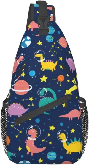 Dinosaur Sling Bag Dino Crossbody Backpack for Women Men Hiking Travel Shoulder Bag Pouch Small Daypack Casual One Strap Pack Chest Bag Purse Outdoor Cycling