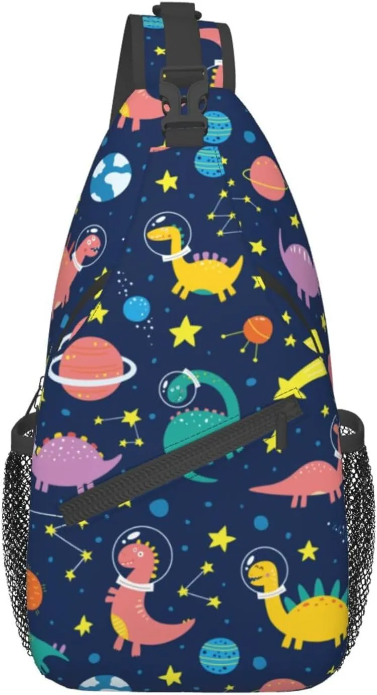 Dinosaur Sling Bag Dino Crossbody Backpack for Women Men Hiking Travel Shoulder Bag Pouch Small Daypack Casual One Strap Pack Chest Bag Purse Outdoor Cycling