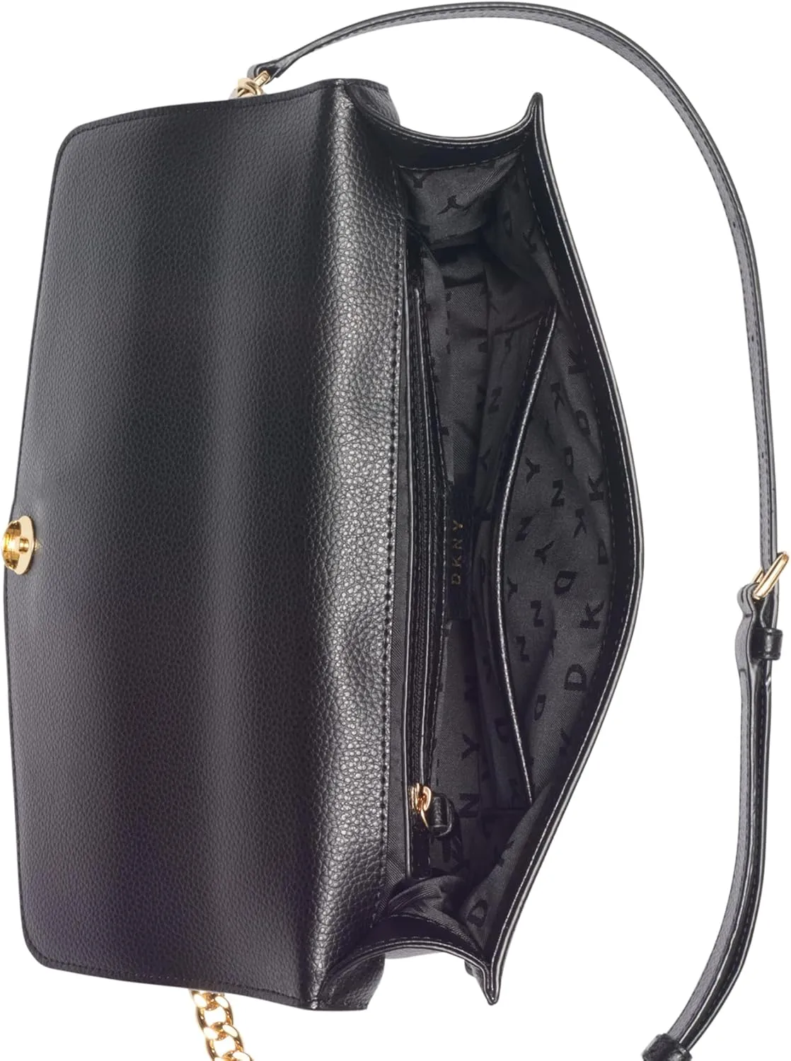 DKNY womens Elissa Leather Shoulder Bag with Logo Charm