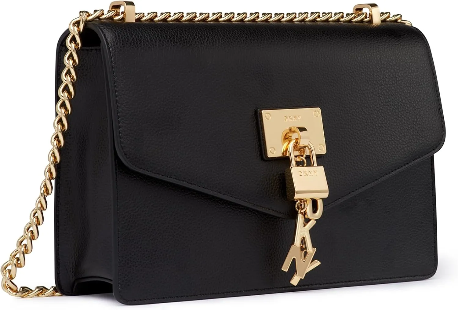 DKNY womens Elissa Leather Shoulder Bag with Logo Charm