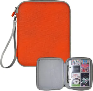 Dmoicols Portable Yoto Card Holder - 80 Pockets Zippered card binder Storage Case with Carry Strap, Organizer for Yoto Player/Audiobook/Story Cards, Travel-Friendly Kids' Card Album (Orange)