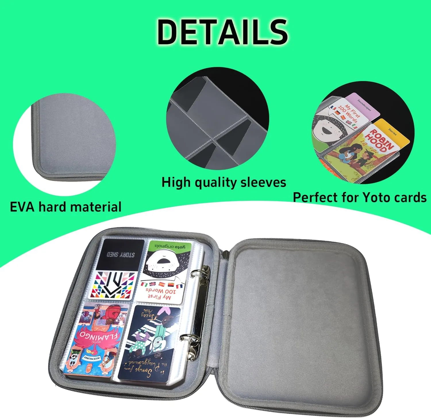Dmoicols Portable Yoto Card Holder - 80 Pockets Zippered card binder Storage Case with Carry Strap, Organizer for Yoto Player/Audiobook/Story Cards, Travel-Friendly Kids' Card Album (Orange)