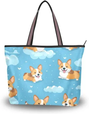 Dog Soar in The Clouds Shoulder Bags Large Handle Ladies Handbag