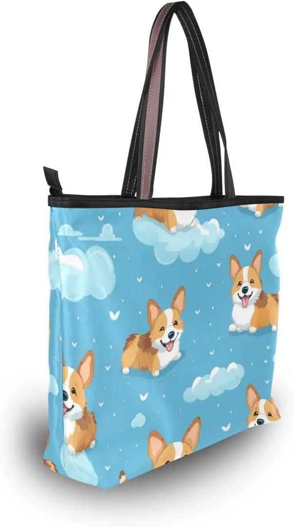 Dog Soar in The Clouds Shoulder Bags Large Handle Ladies Handbag