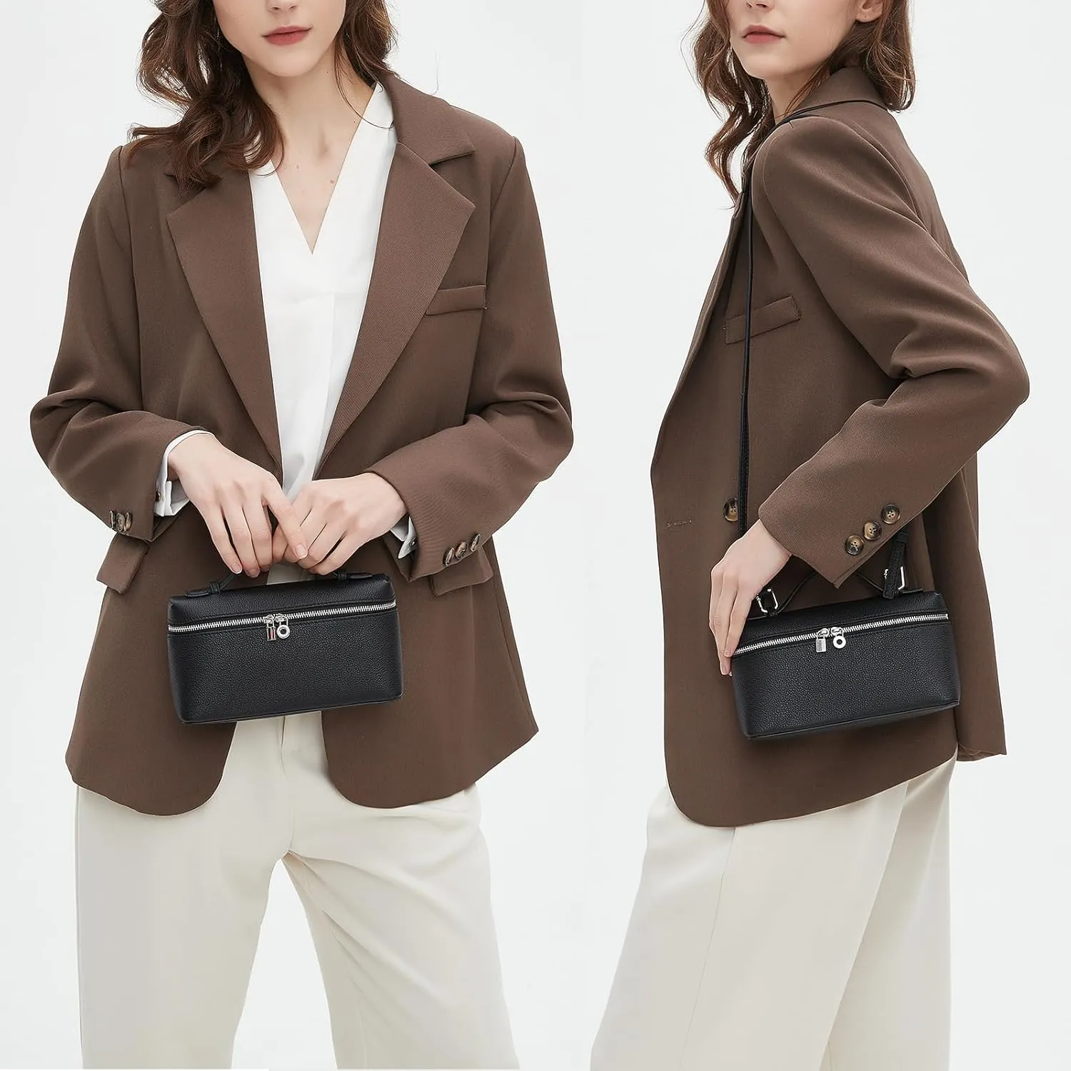 DORIS&JACKY Small Leather Crossbody Bag for Women Designer Mini Top Handle Phone Pouch Bag with Adjustable Shoulder Strap