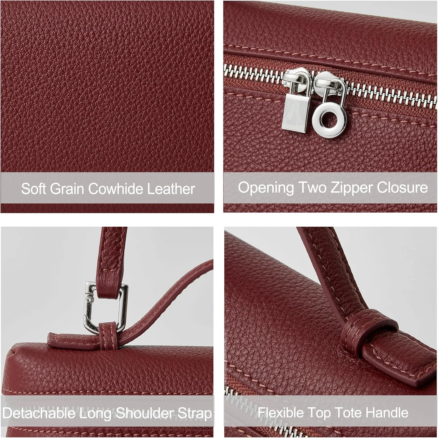 DORIS&JACKY Small Leather Crossbody Bag for Women Designer Mini Top Handle Phone Pouch Bag with Adjustable Shoulder Strap
