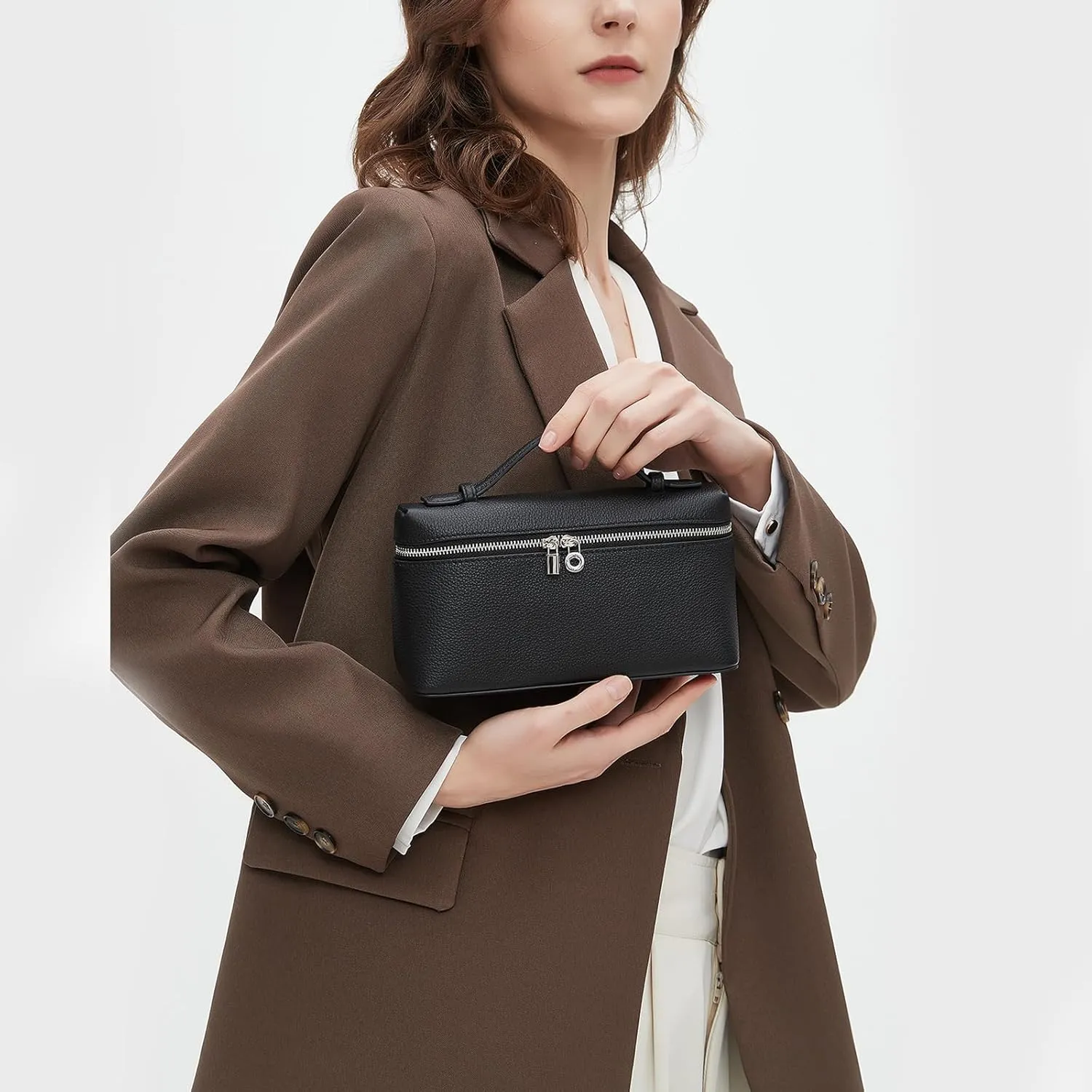 DORIS&JACKY Small Leather Crossbody Bag for Women Designer Mini Top Handle Phone Pouch Bag with Adjustable Shoulder Strap