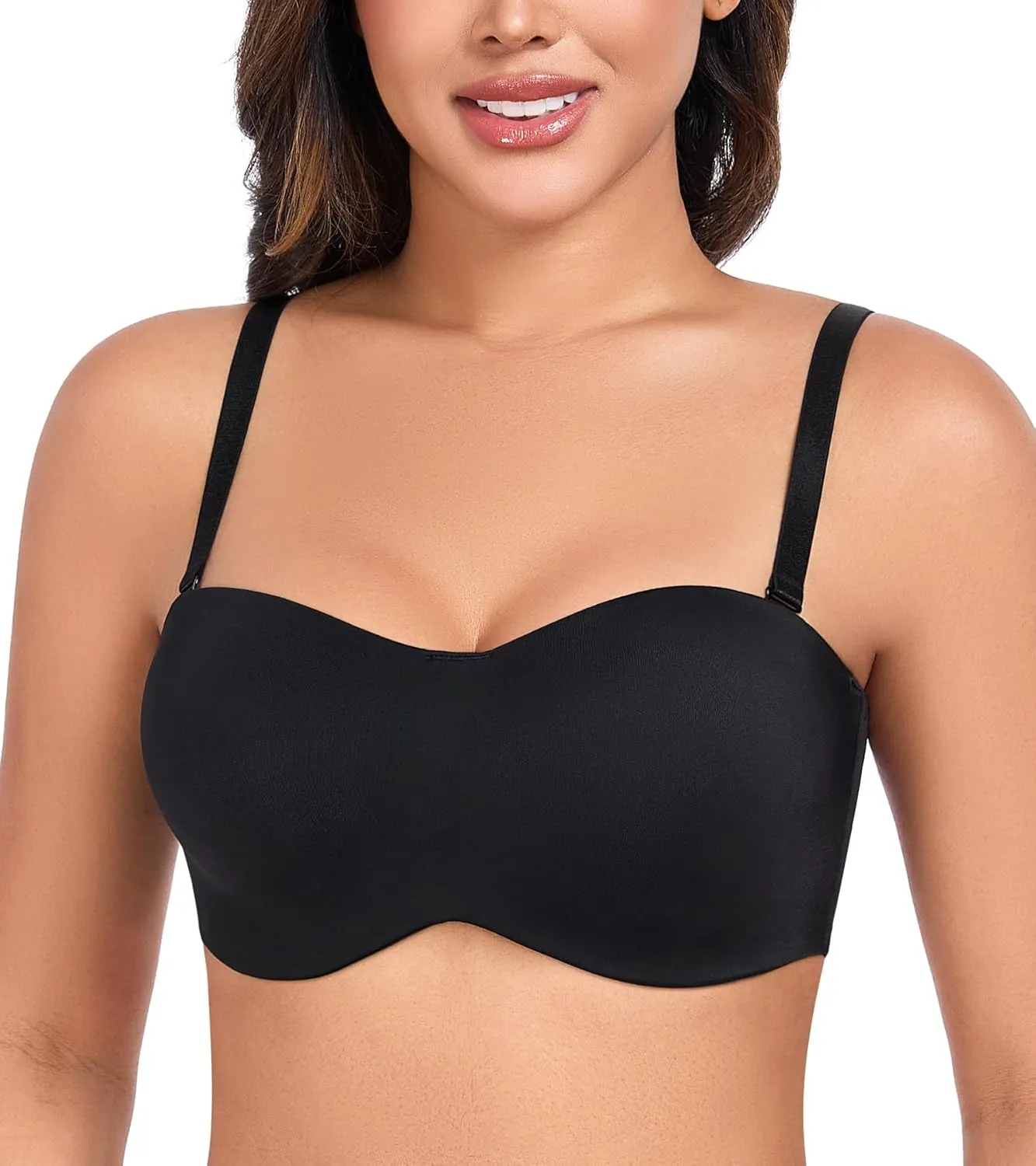 DotVol Women's Seamless Bandeau Unlined Underwire Minimizer Strapless Bra for Large Bust