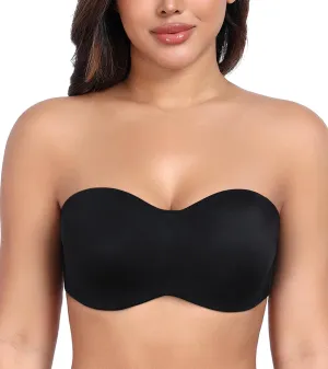 DotVol Women's Seamless Bandeau Unlined Underwire Minimizer Strapless Bra for Large Bust