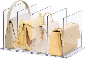 DoubleCare Adjustable Purse Organizer for Closet, Clear Handbag Organizers for Closets, Purse Bag Dividers for Closet, Purse Holder, Bookshelf for Bedroom, Office,5LAYER…