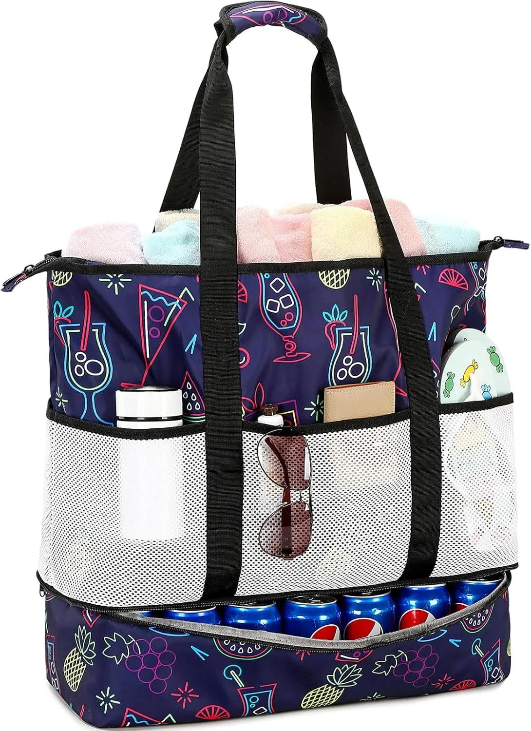 DSIUE Beach Bag with Cooler, Waterproof Sandproof Beach Tote Pool Bags for Women for Beach Vacation Essentials