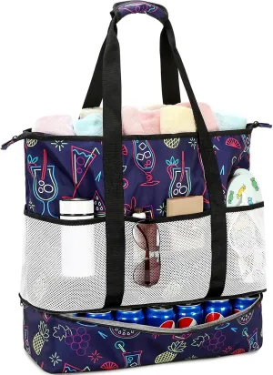 DSIUE Beach Bag with Cooler, Waterproof Sandproof Beach Tote Pool Bags for Women for Beach Vacation Essentials