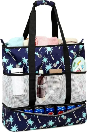 DSIUE Beach Bag with Cooler, Waterproof Sandproof Beach Tote Pool Bags for Women for Beach Vacation Essentials