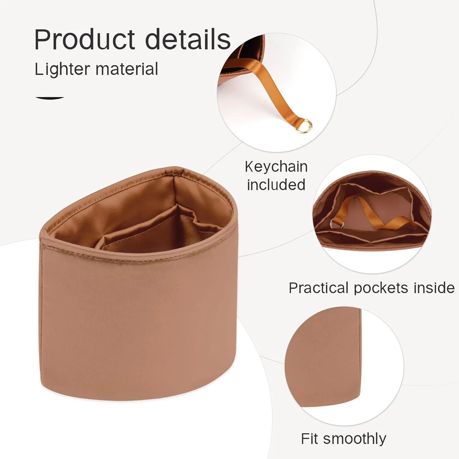 Duma Bag Insert, Organizer Insert Compatible with Chanel Duma Backpacks, Silk Bag Organizer for Duma 23A/23P Medium, Lightweight and Soft Touch (Medium, Gold)