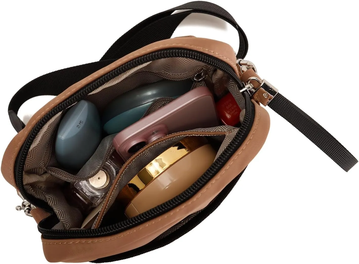 E Lightweight Unisex Crossbody Bag with Wristlet and Adjustable Shoulder Strap