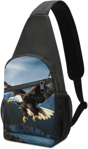 Eagle at Hunting Sling Bag Casual Chest Bag Crossbody Shoulder Backpack Sport Travel Hiking Daypack for Women Men