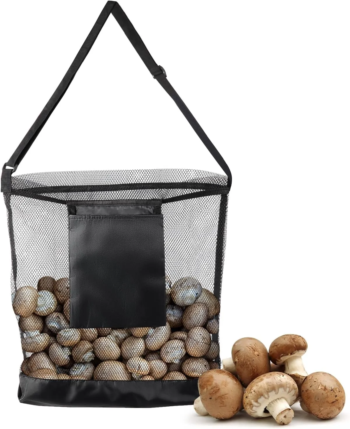 EAmber Mushroom Foraging Bag w/ Pouch & Basket - Mesh Harvesting Bag for Mushroom, Fruit & Vegetable Hiking & Camping