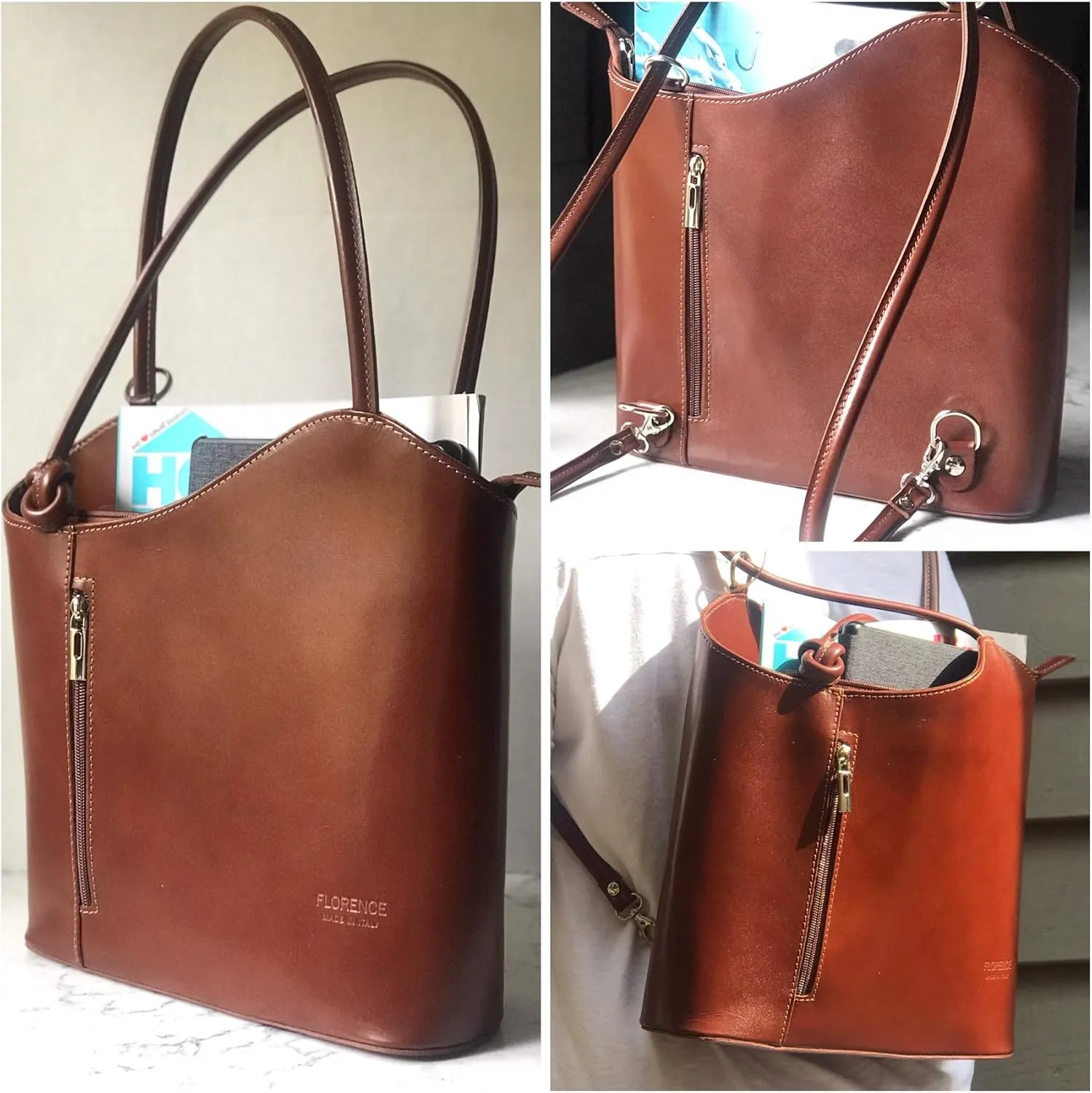 Easy Carry Leather Backpack Convertible Purse