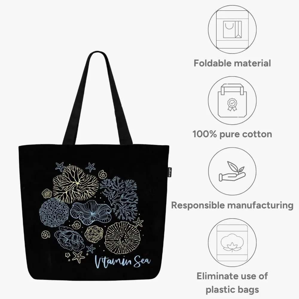 Ecoright Aesthetic Canvas Tote Bag for Women Large Zipper Tote Bags with Pocket, Womens Tote Bag for Yoga, Work, Beach