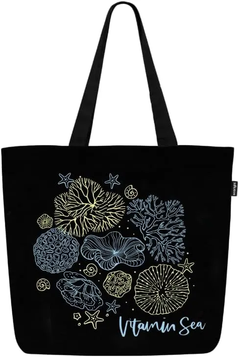 Ecoright Aesthetic Canvas Tote Bag for Women Large Zipper Tote Bags with Pocket, Womens Tote Bag for Yoga, Work, Beach