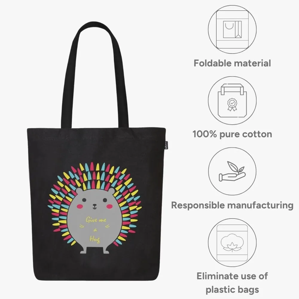 Ecoright Tote Bag for Women with Zipper, Small Tote Bag, Canvas Bag, Reusable Cotton Bag for Beach, Grocery, School & Work