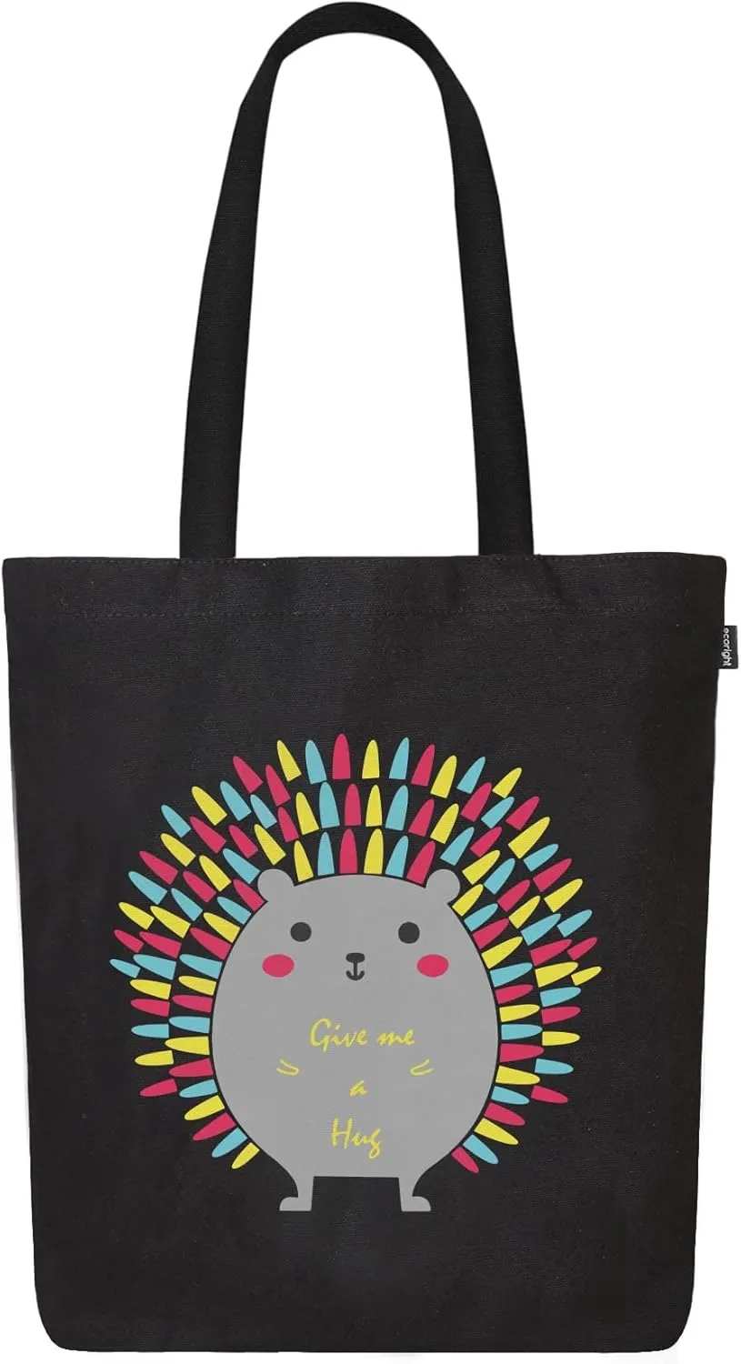 Ecoright Tote Bag for Women with Zipper, Small Tote Bag, Canvas Bag, Reusable Cotton Bag for Beach, Grocery, School & Work