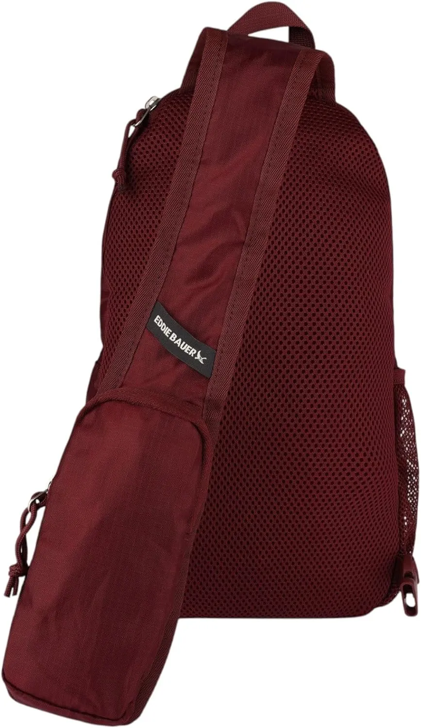 Eddie Bauer Stowaway Packable 10L Sling 3.0 Made from Polyester with Lightly Padded Shoulder Strap, Black Cherry