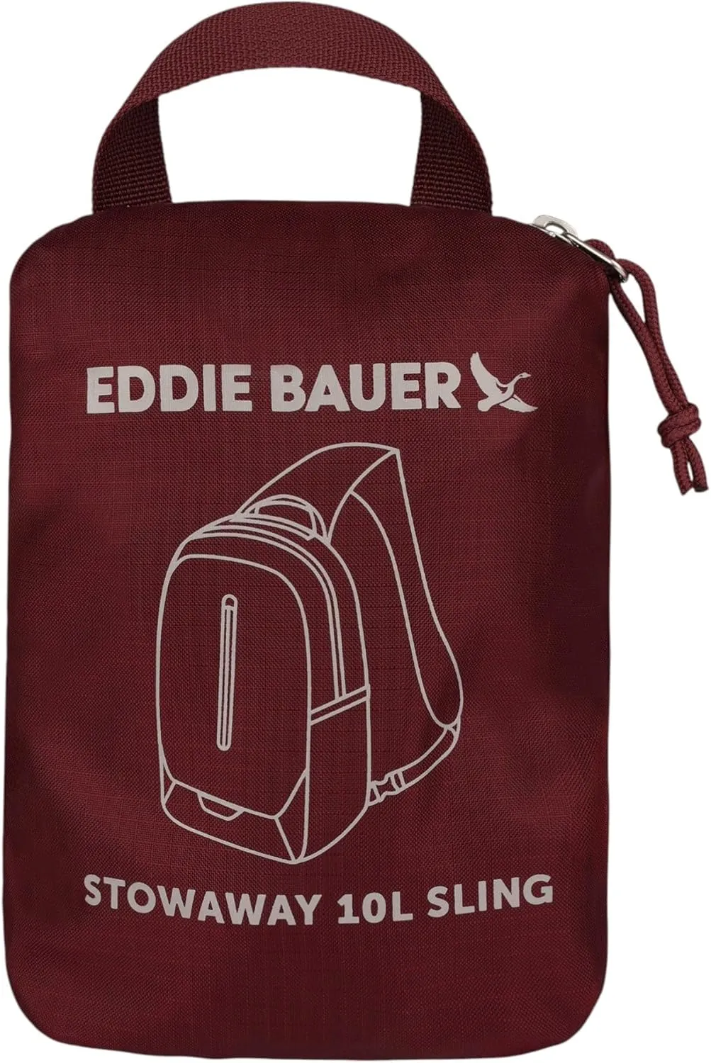 Eddie Bauer Stowaway Packable 10L Sling 3.0 Made from Polyester with Lightly Padded Shoulder Strap, Black Cherry