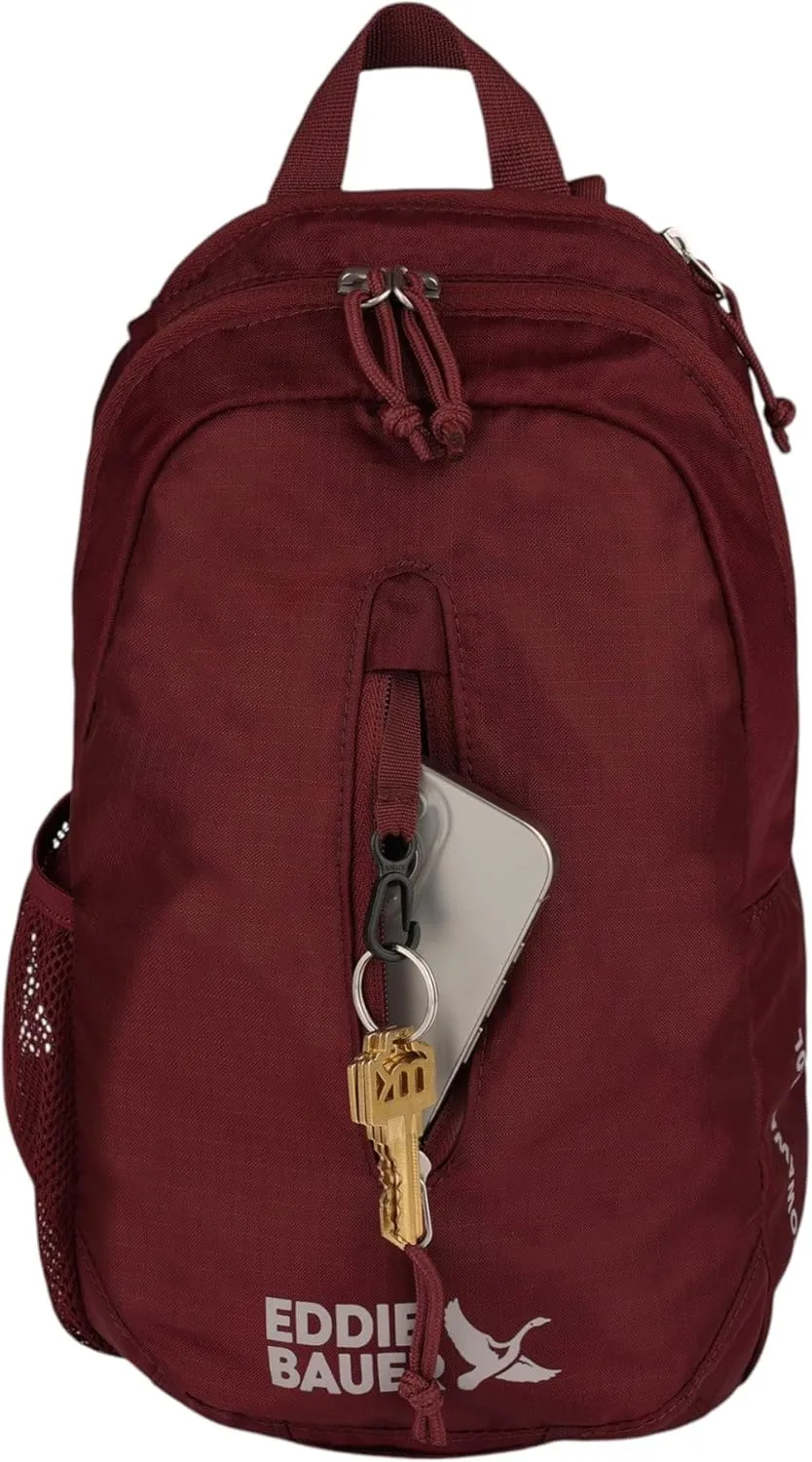 Eddie Bauer Stowaway Packable 10L Sling 3.0 Made from Polyester with Lightly Padded Shoulder Strap, Black Cherry