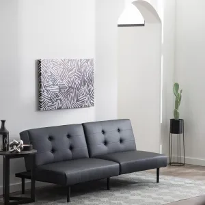 Edenbrook Gilman Futon - Sofa Bed Couch - Small Living Room Furniture - Armless Black Faux Leather