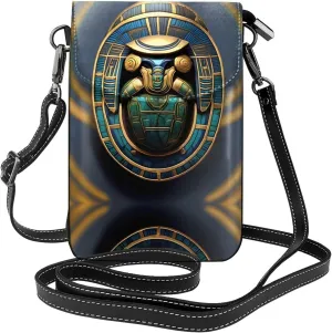 Egyptian Scarab Crossbody Bag For Women Leather Cellphone Shoulder Purses Fashion Travel Designer Wallet