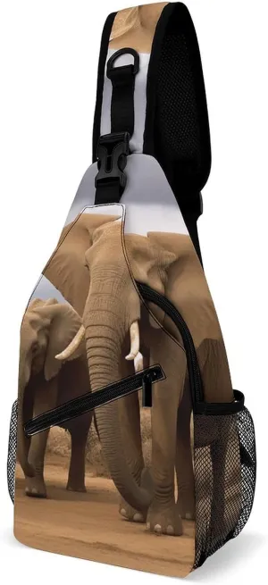 Elephant Family Crossbody Bags Mini Sling Bag Fanny Chest Bag Travel Daypack Sling Backpack for Men Women