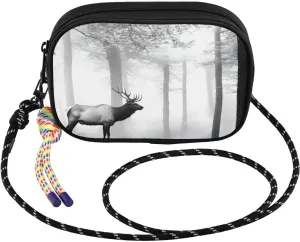Elk Forest White Crossbody Bags for Women Cell Phone Purses Women's Shoulder Handbag Wallet Purse with Rope Pendant