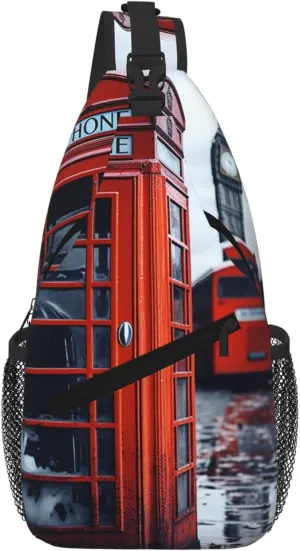 England Uk Retro London Telephone Sling Bag For Women Men Travel Hiking Backpack Crossbody Shoulder Chest Bags Casual Daypack