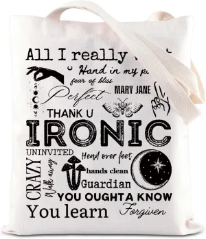 ENSIANTH 90s Classic Rock Singer Inspired Tote Bag Music Concert Gift Album Song Lyric Gift Rock Music Lover Shoulder Bag