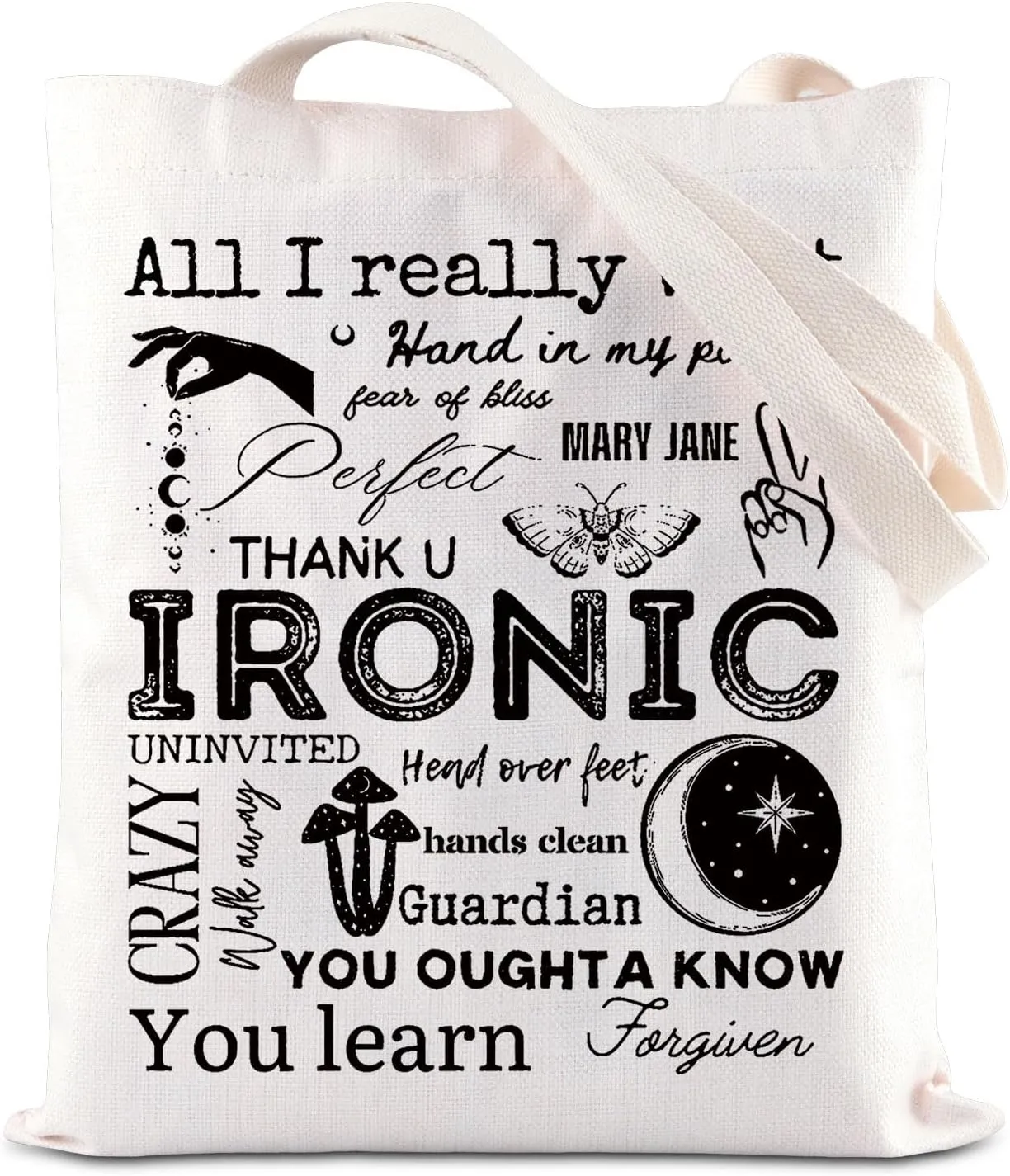 ENSIANTH 90s Classic Rock Singer Inspired Tote Bag Music Concert Gift Album Song Lyric Gift Rock Music Lover Shoulder Bag
