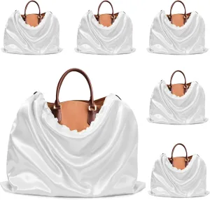 Ersmak 6 Pack Dust Bags for Handbags - Ivory White Silk Dust Cover Bag for Purses Shoes - Satin Drawstring Dustproof Bags for Travel Storage - 19.7 x 15.7 In