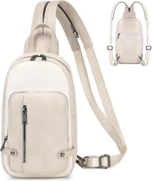 Eslcorri Crossbody Sling Backpack - Travel Sling Bag for Men Women Trendy Fanny Pack Causal Daypack Cross Body Shoulder Purse Leather Small Chest Bag with Zip Straps for Hiking Cycling