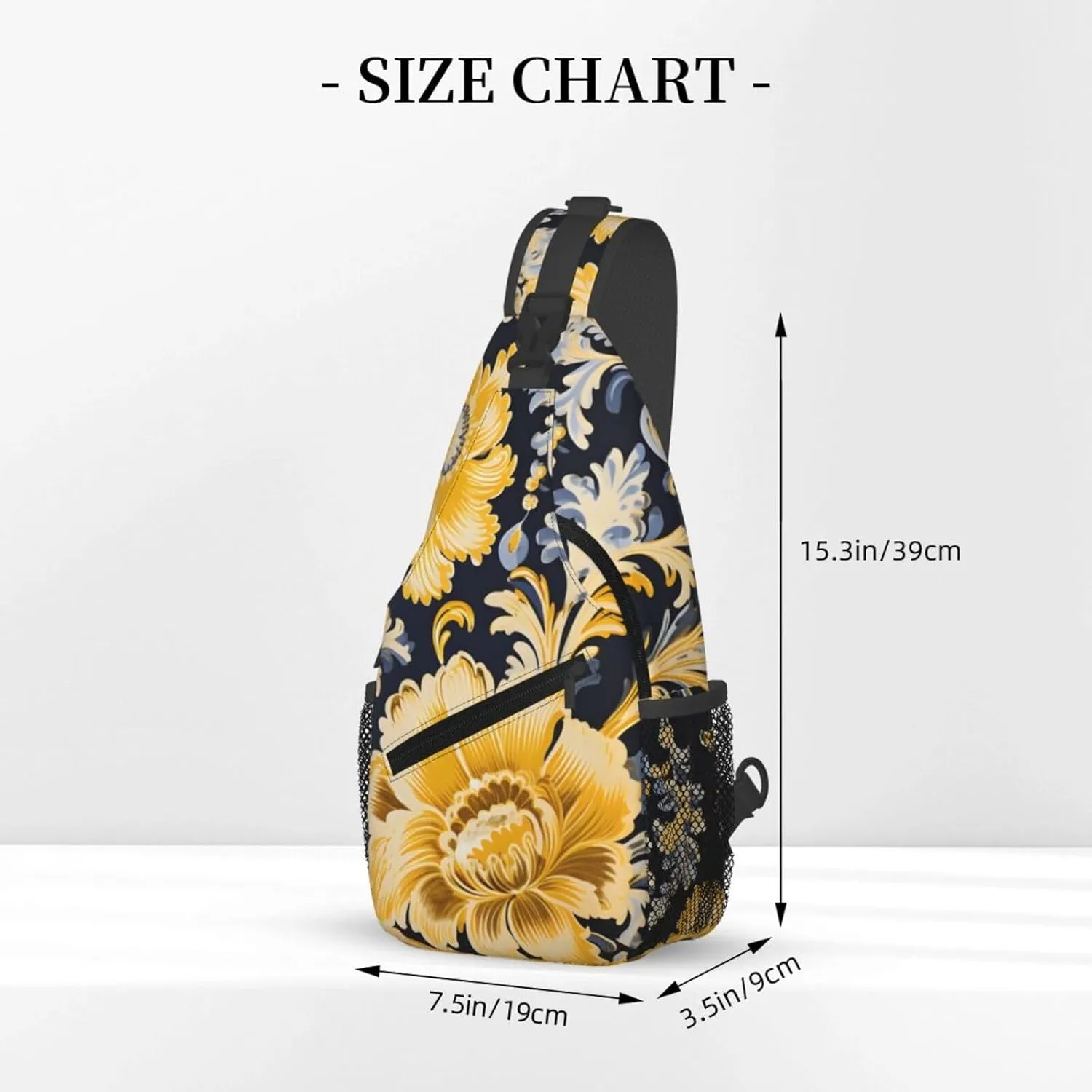 Ethnic Flower Paisley Sling Bag Crossbody Bag for Men Women, Daypack Chest Backpack Shoulder Bag for Travle Hiking