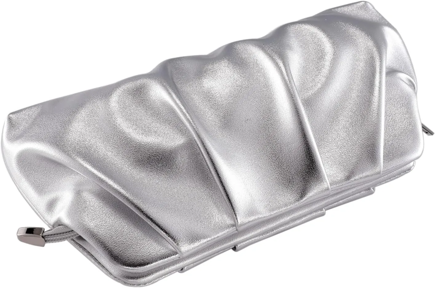 Evening Bag for Women Ruched Clutch Purse Detachable Metal Chain Crossbody Bag