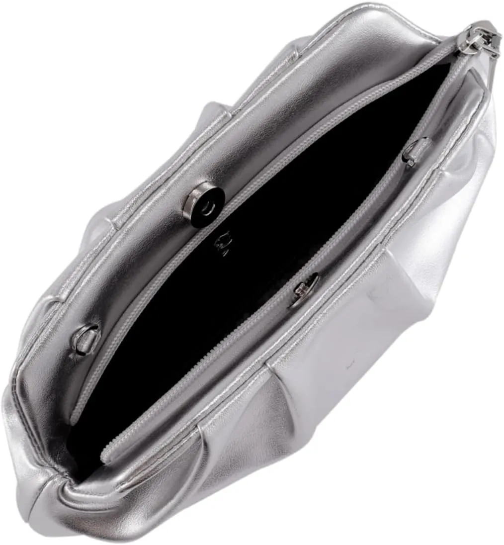 Evening Bag for Women Ruched Clutch Purse Detachable Metal Chain Crossbody Bag