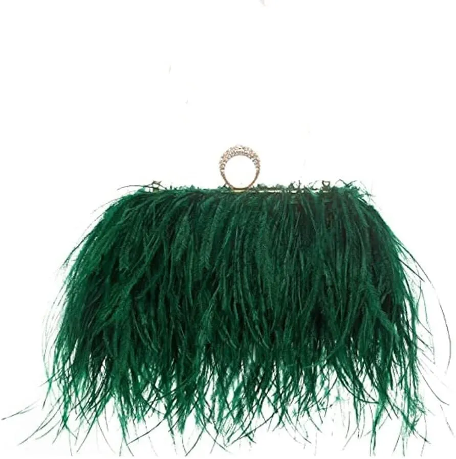 Evening Bag Women Handbag Hand Grasp Packages Ostrich Feather Wedding Party Handbag Clutch Shoulder Bags