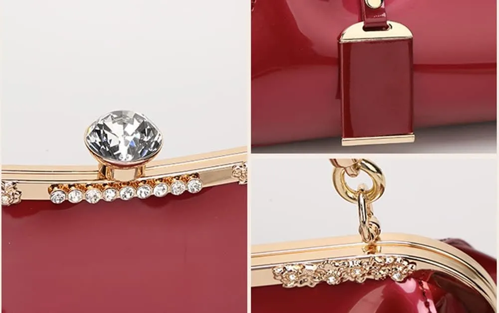 Evening Bags for Women Glossy Leather Tote Bag Clutches Mini Crossbody Shoulder Bag Vintage Purses Handbags for Bridal Party
