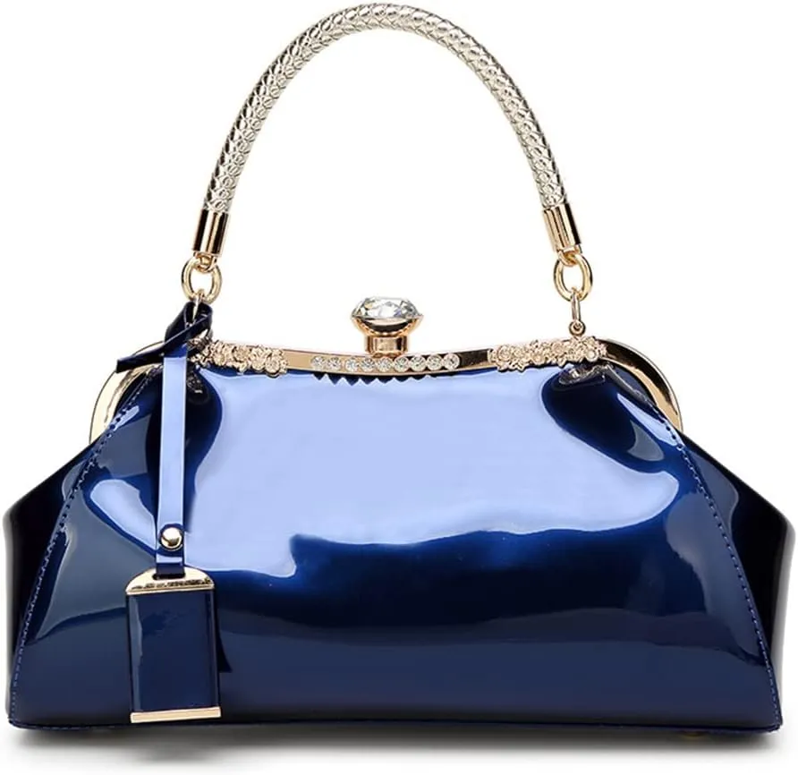 Evening Bags for Women Glossy Leather Tote Bag Clutches Mini Crossbody Shoulder Bag Vintage Purses Handbags for Bridal Party