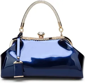 Evening Bags for Women Glossy Leather Tote Bag Clutches Mini Crossbody Shoulder Bag Vintage Purses Handbags for Bridal Party