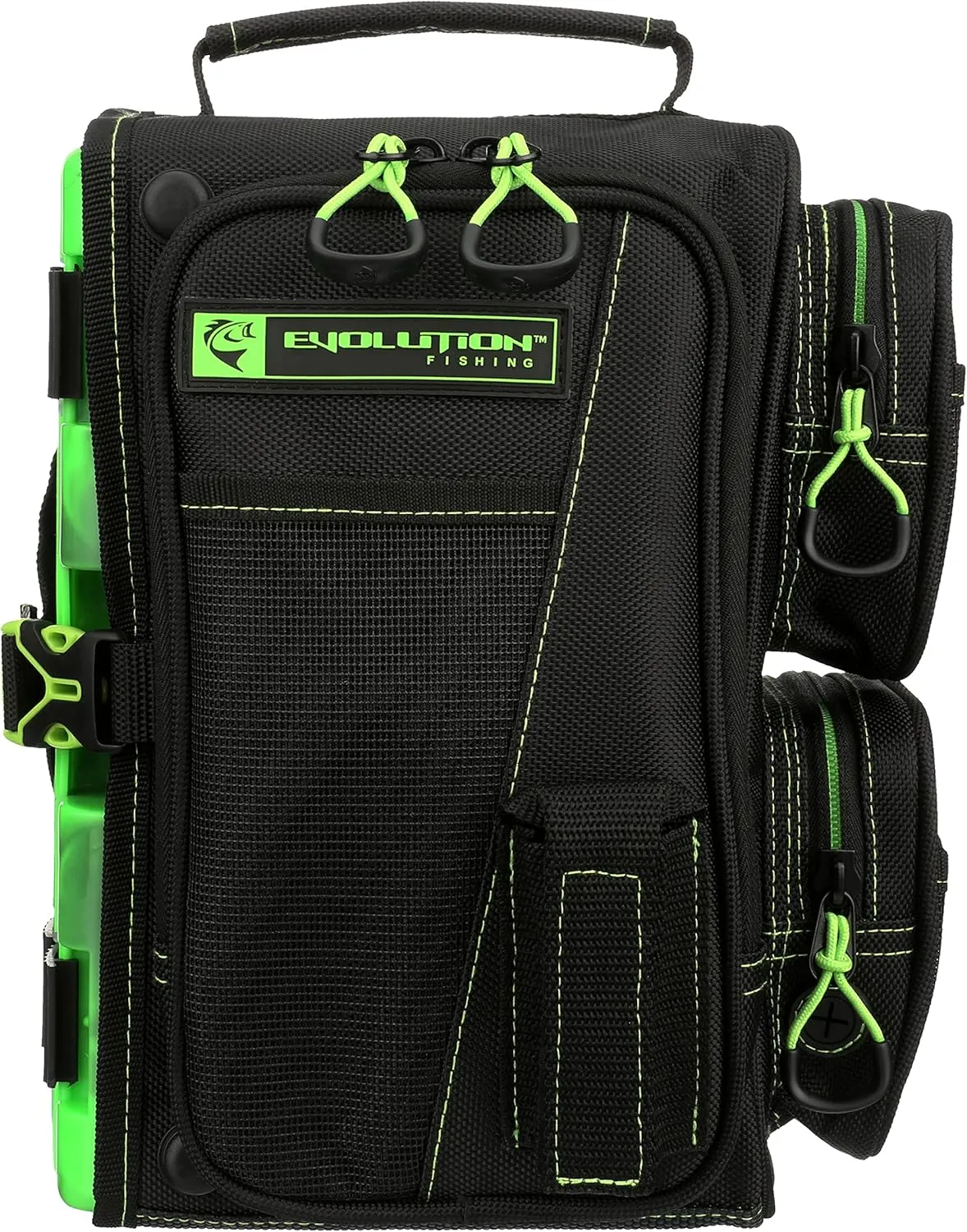 Evolution Fishing Drift Series Sling Pack - Green, 3600 Size, Outdoor Rucksack w/ 3 Fishing Tackle Trays, Built In Rain Fly, Heavy Duty Fishing Sling Pack, Tackle Carrying Case, Plier Holster