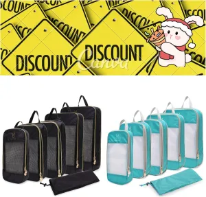 Expandable Compression Packing Cubes for Suitcases,Lightweight Compressible Travel Packing Organizer for Carry on Suitcase(Black and Teal)