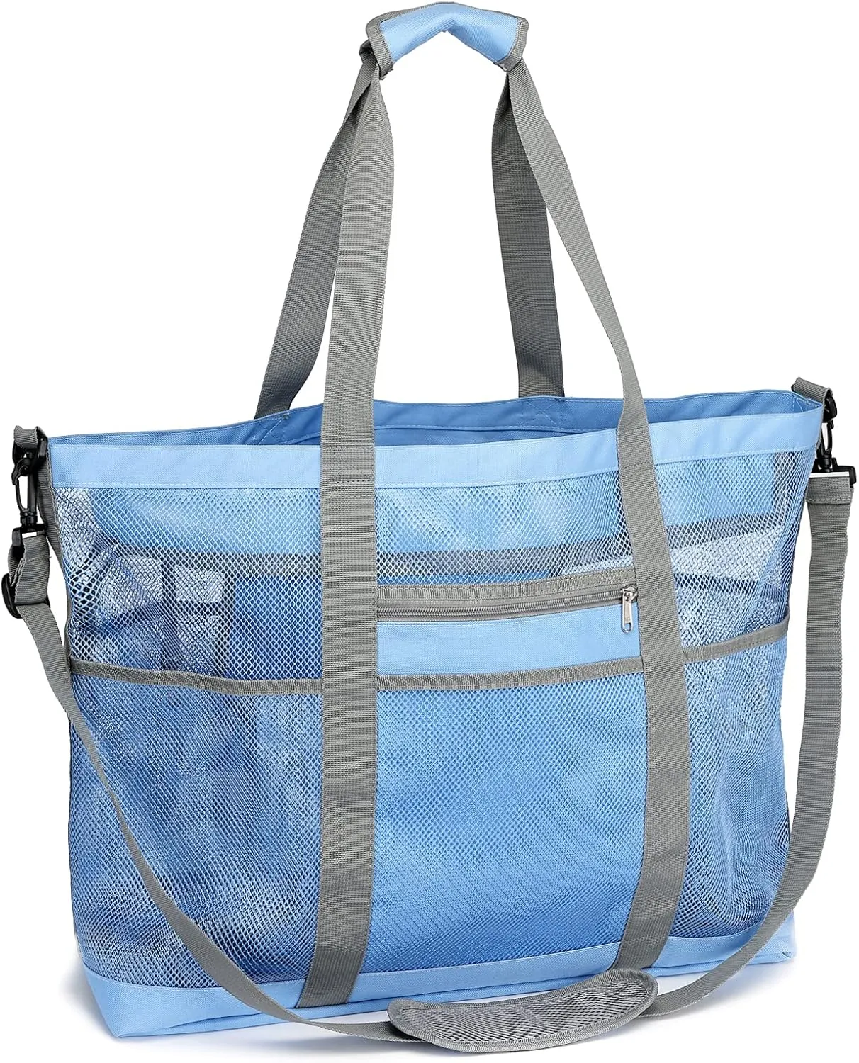 F-color Mesh Beach Bag Family - Beach Tote Bag Cruise Vacation Essentials, XL