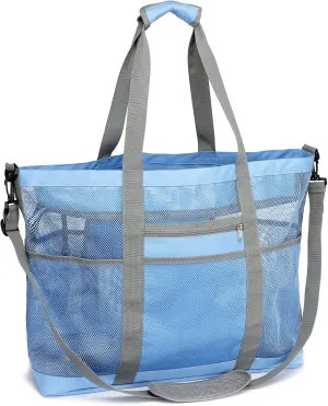 F-color Mesh Beach Bag Family - Beach Tote Bag Cruise Vacation Essentials, XL